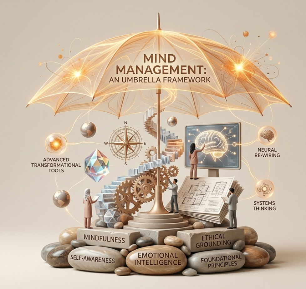 Mind Management: An Umbrella Framework from Foundational Principles to Advanced Transformational Tools